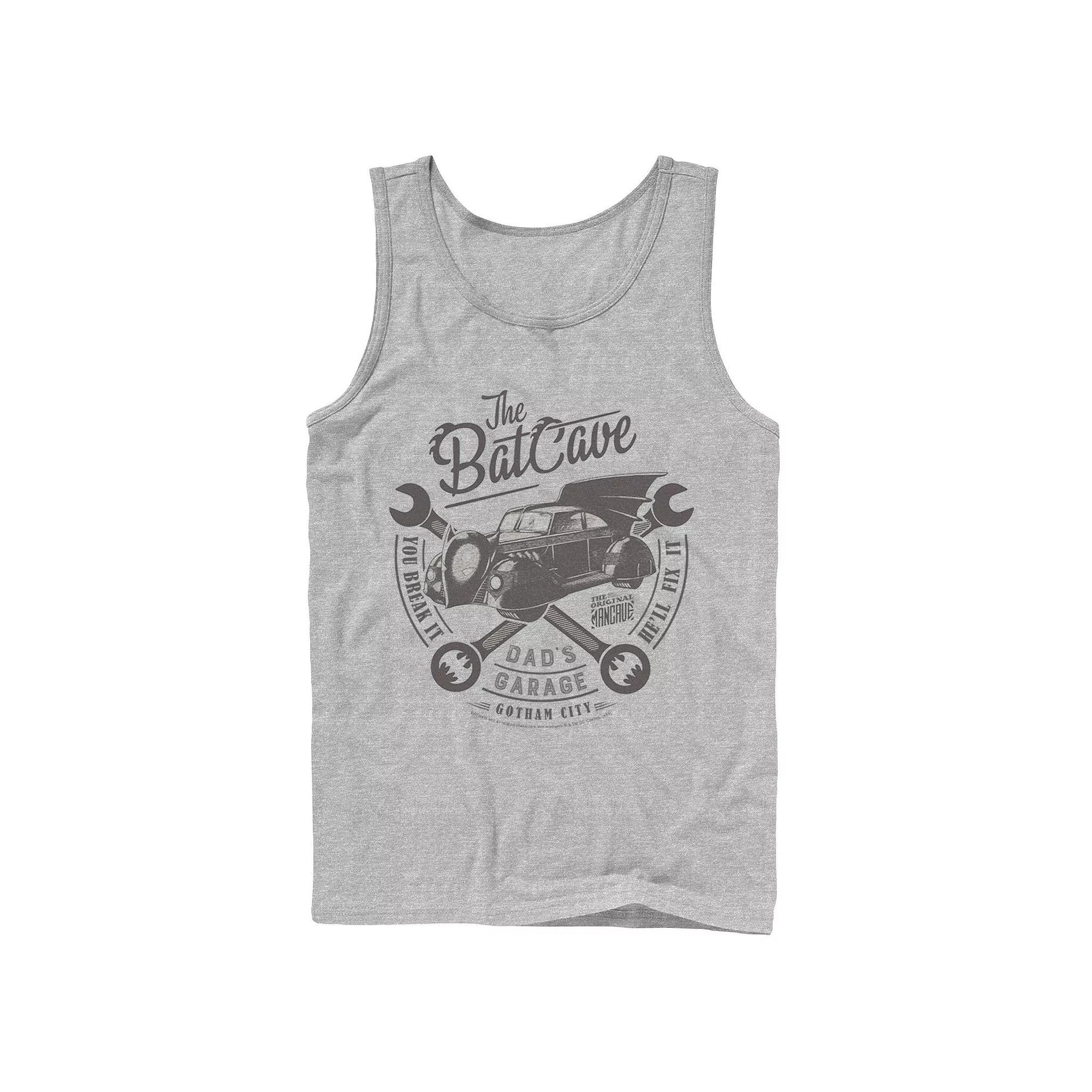 Men's DC Comics The Bat Cave Circle Text Poster Tank Top,  Product Image