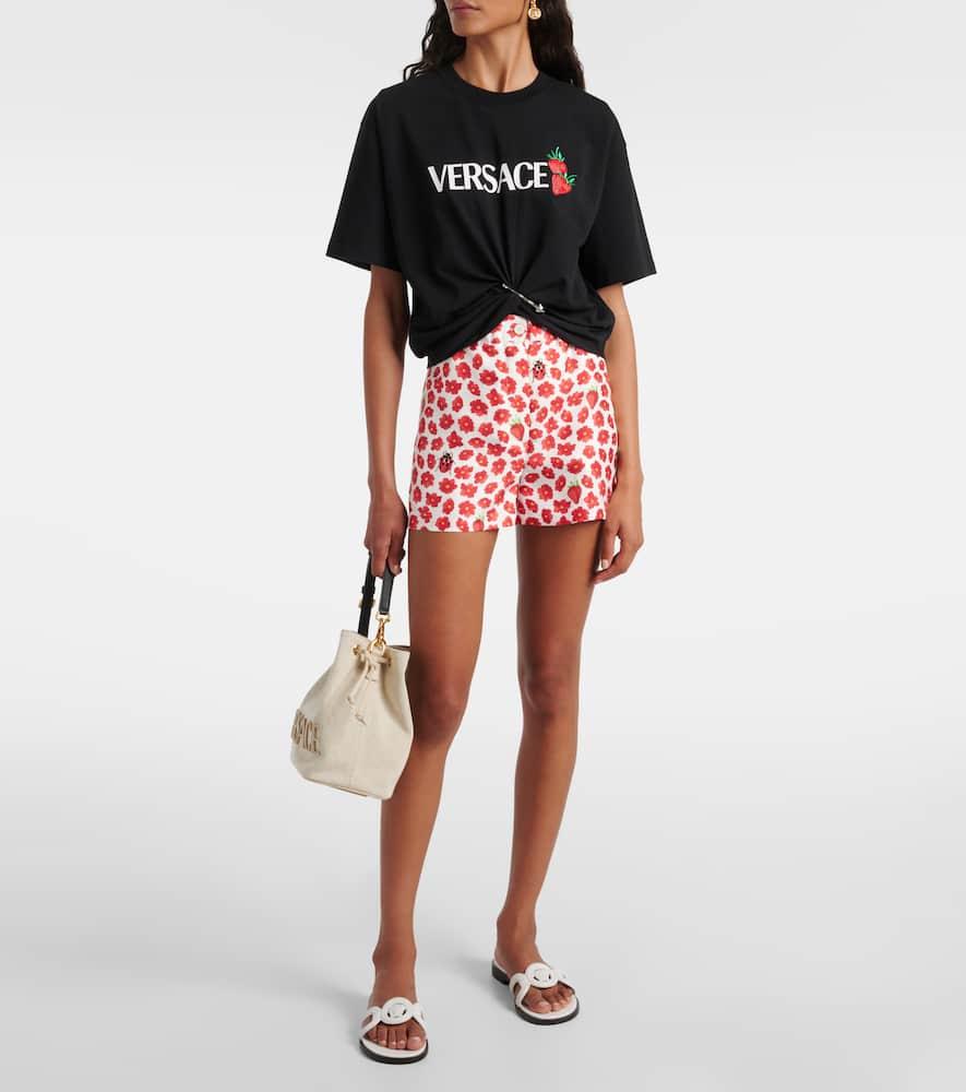 VERSACE Medusa Leather Flat Slide Sandals In White Product Image