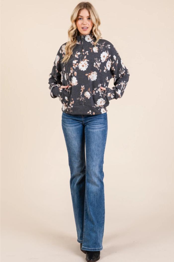 Floral 1/4 Zip Top Product Image