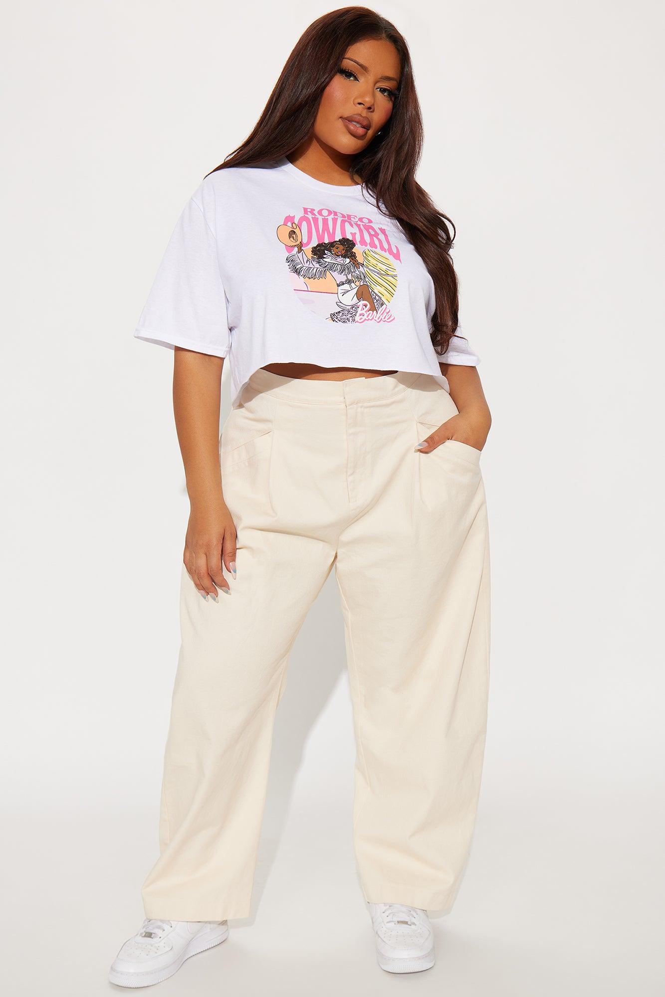 Barbie Rodeo Cowgirl Cropped Tee - White Female Product Image