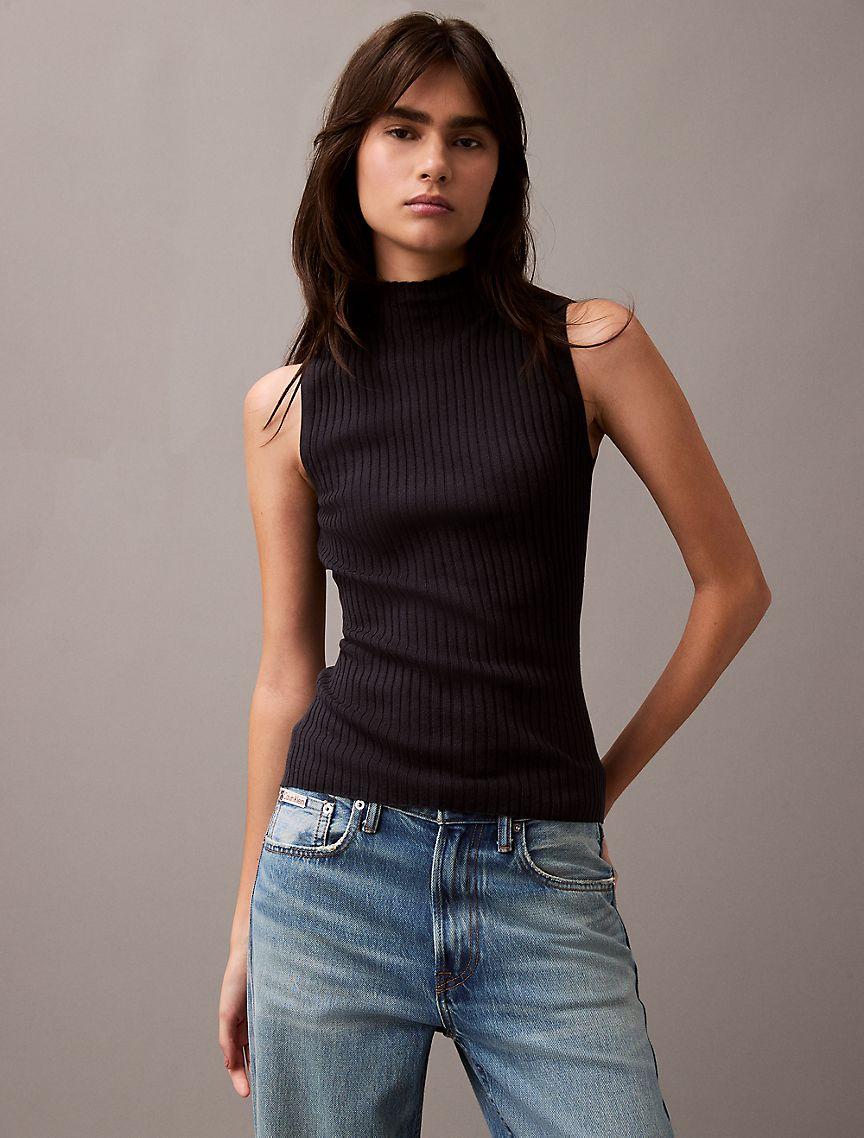 Silk Cashmere Mock Neck Tank Top Product Image