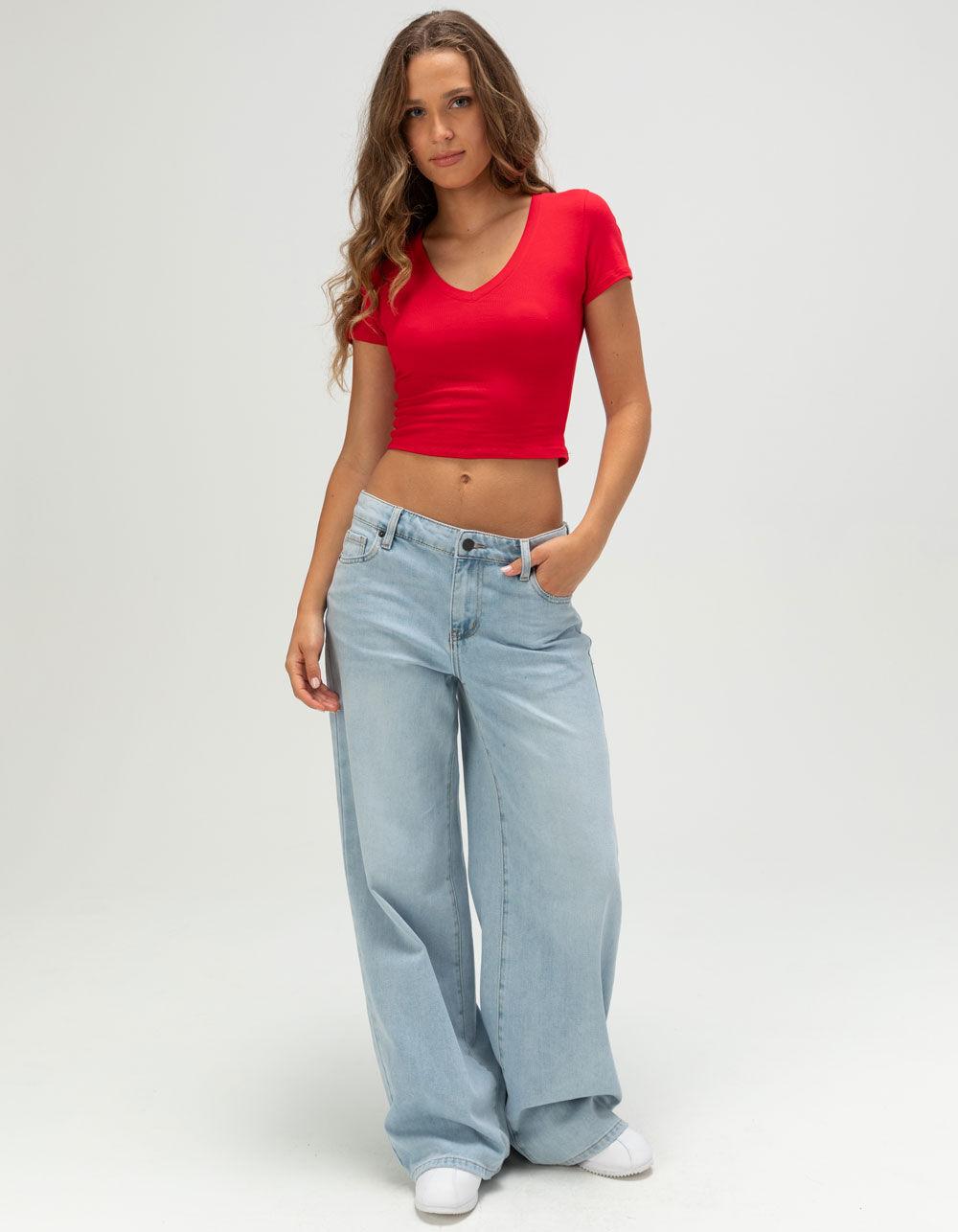 BOZZOLO Womens V-Neck Tee - RED Product Image