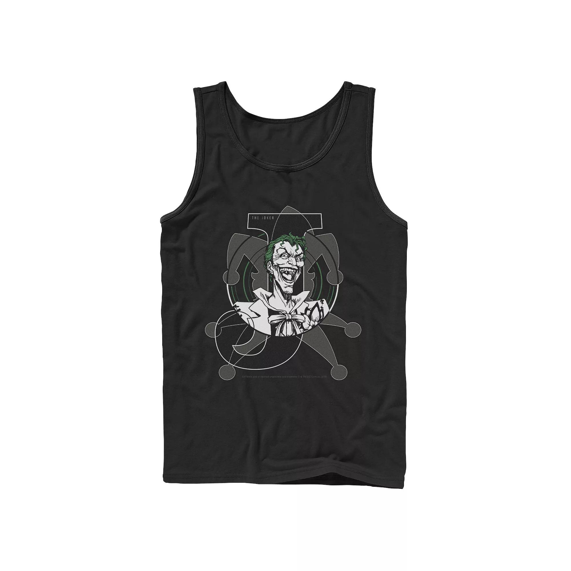 Men's DC Comics Joker Card Laughing Poster Tank Top,  Product Image
