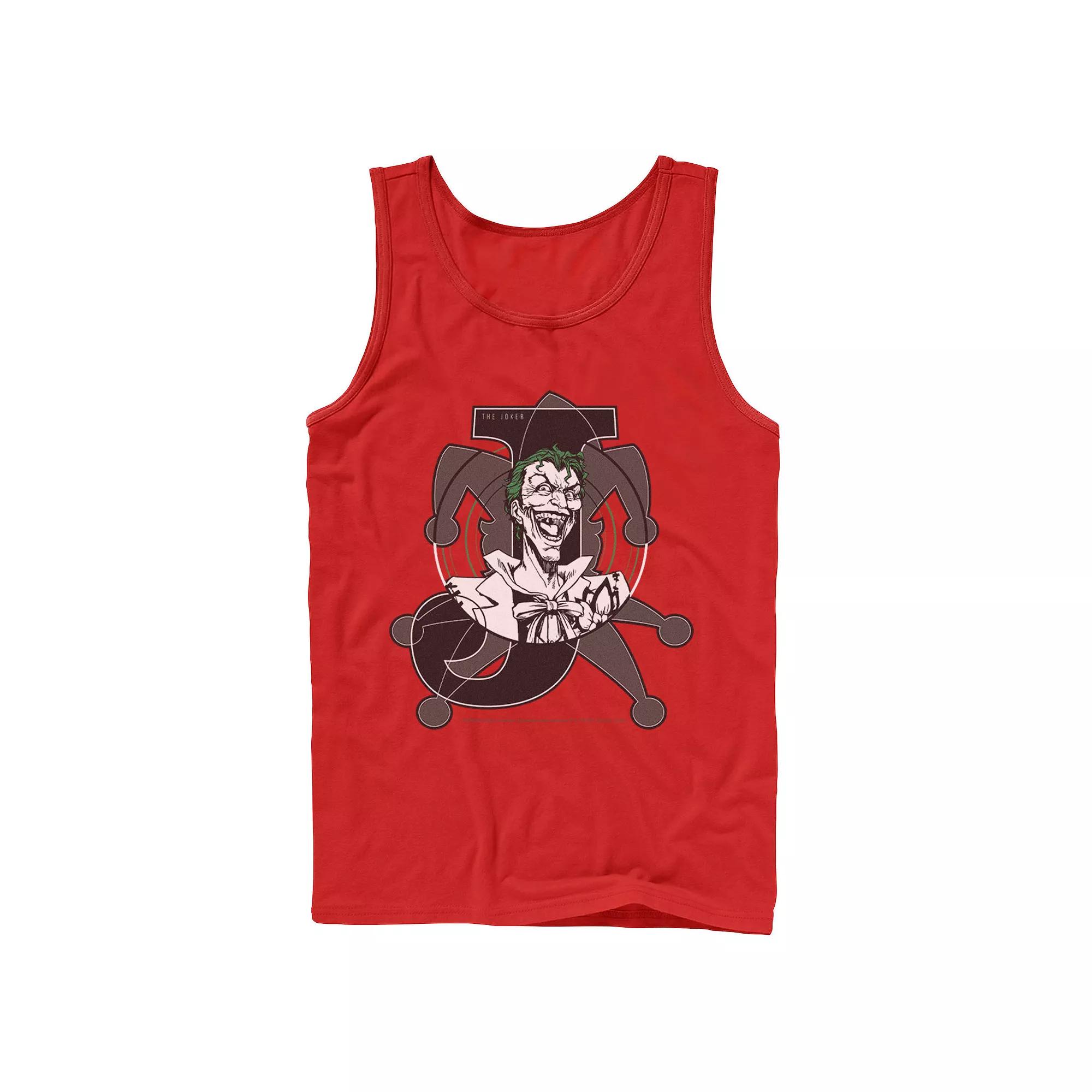 Men's DC Comics Joker Card Laughing Poster Tank Top,  Product Image