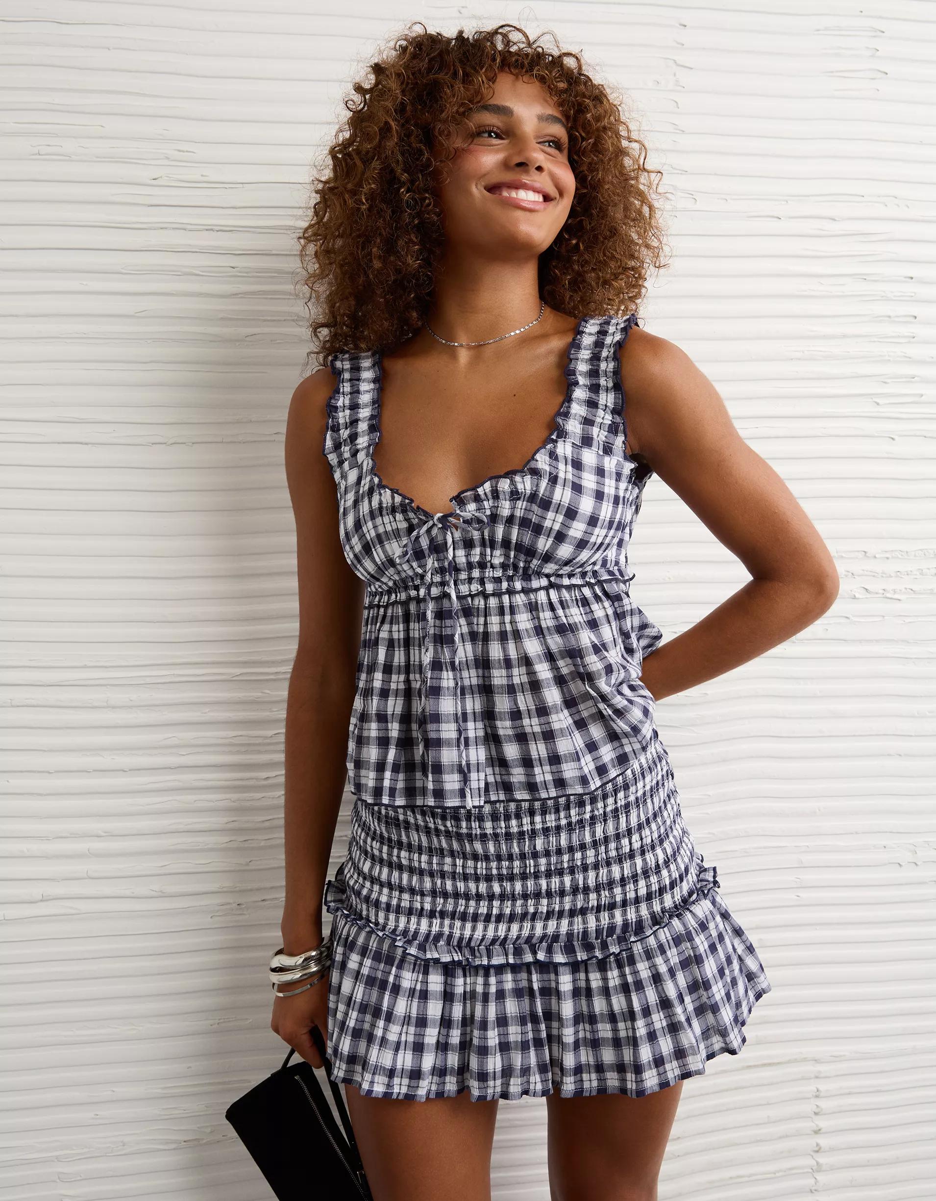 AE Ruched Strap Cropped Tank Top Product Image