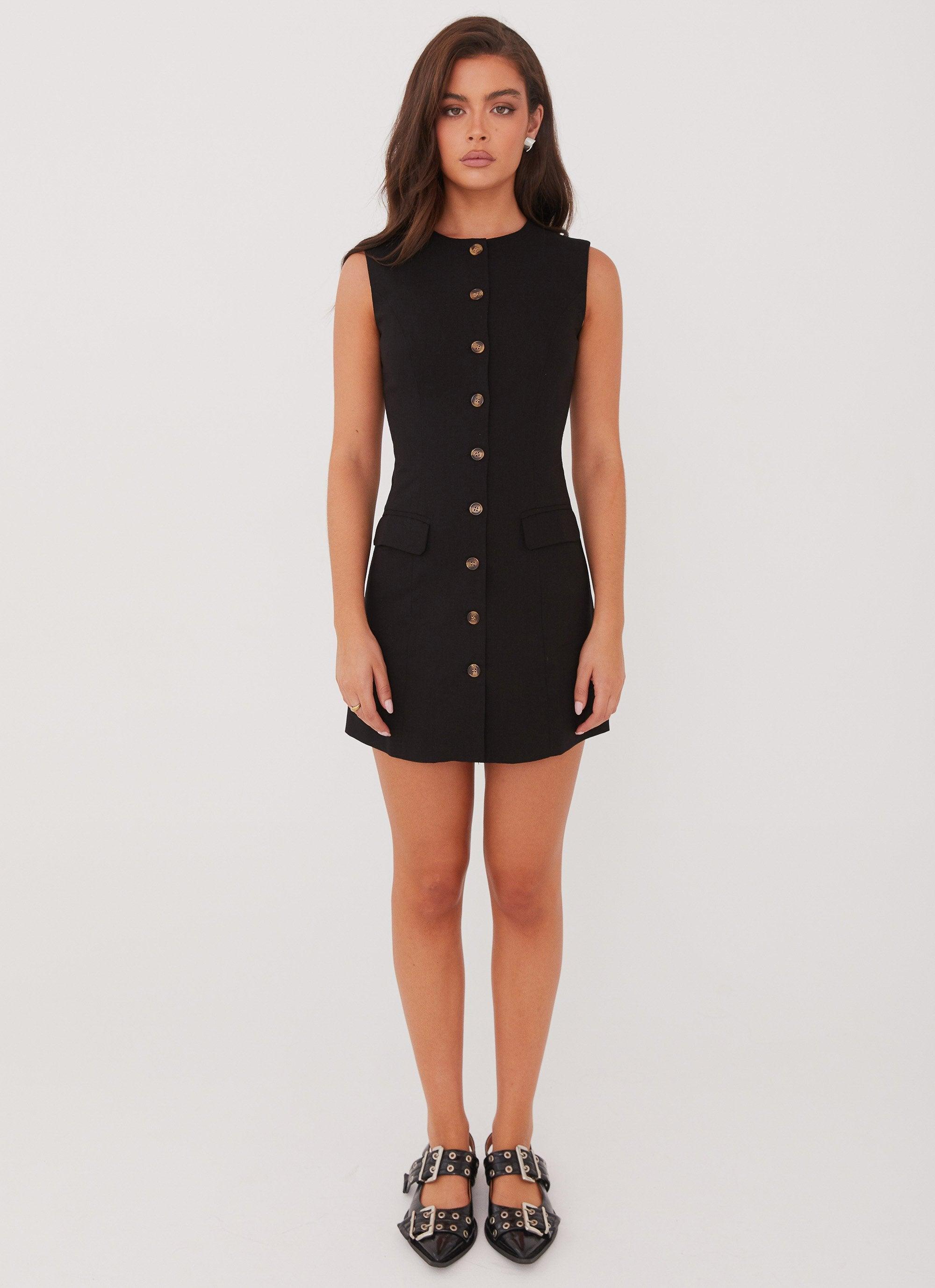 Castello Fiore Linen Mini Dress - Black Product Image