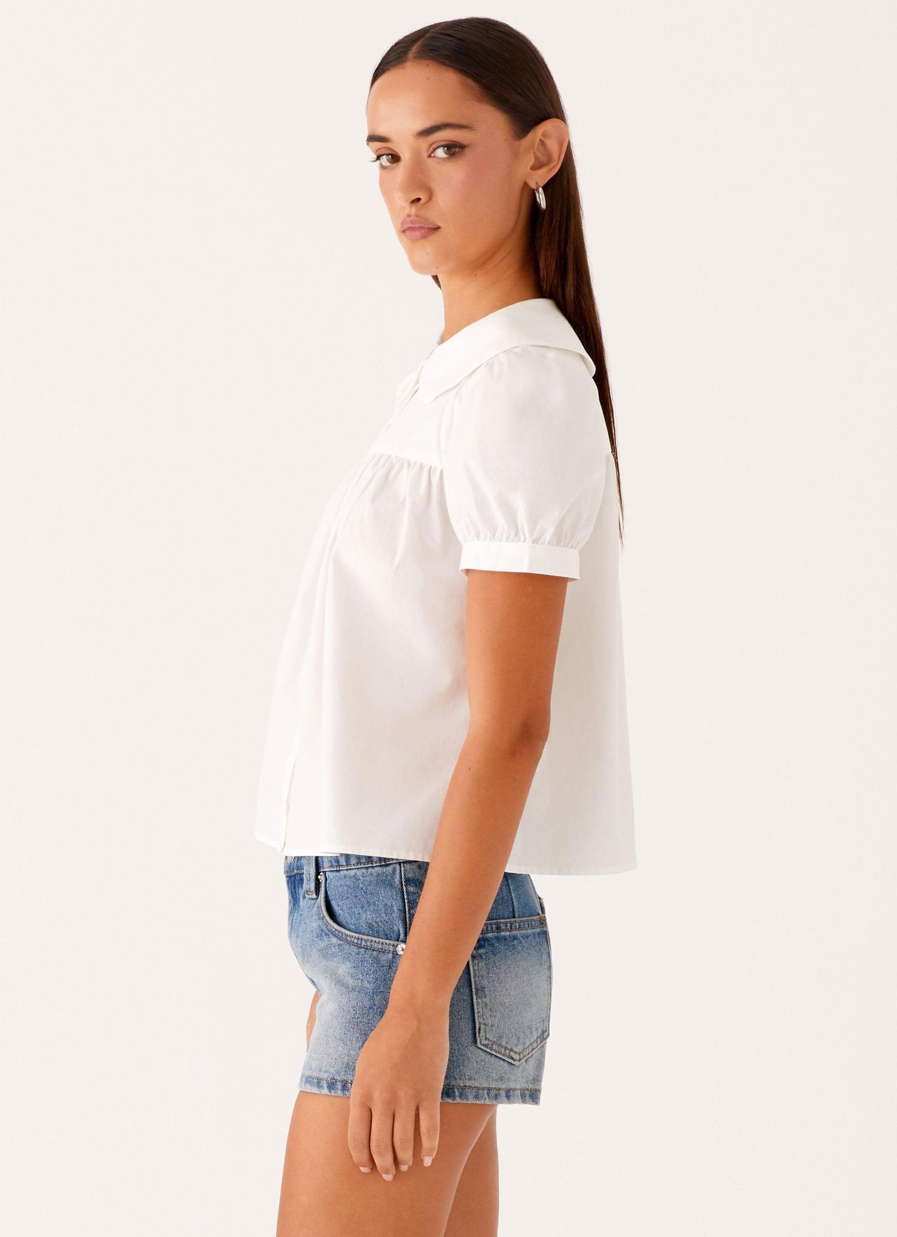 Nostalgia Babydoll Shirt - White Product Image