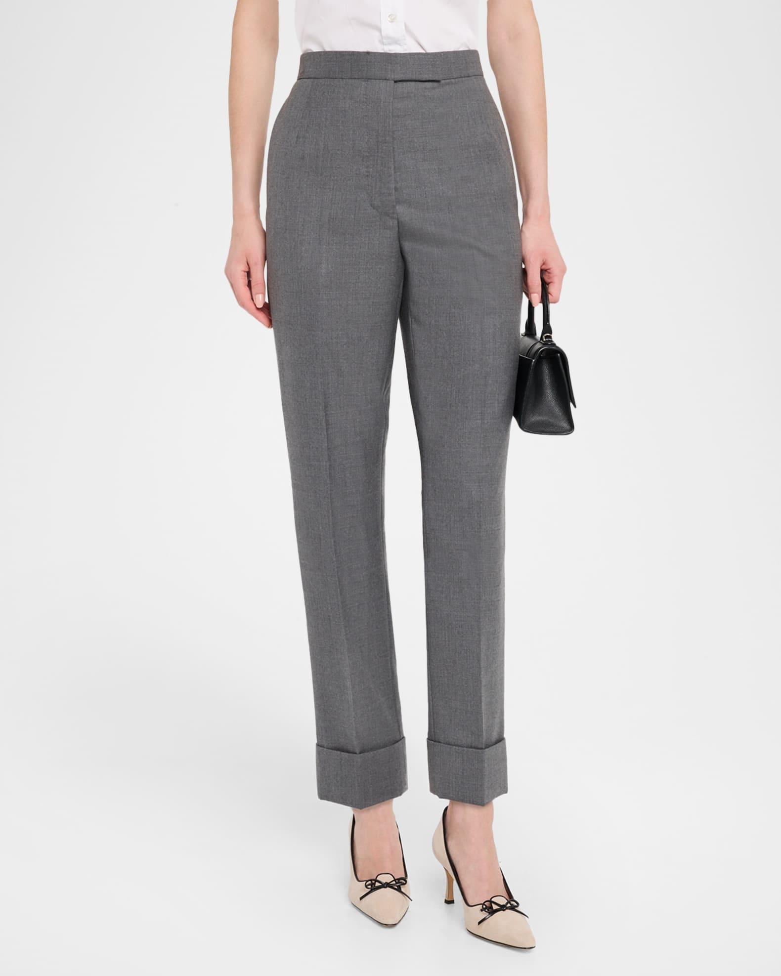 Backstrap Straight-Leg Crop Twill Trousers Product Image