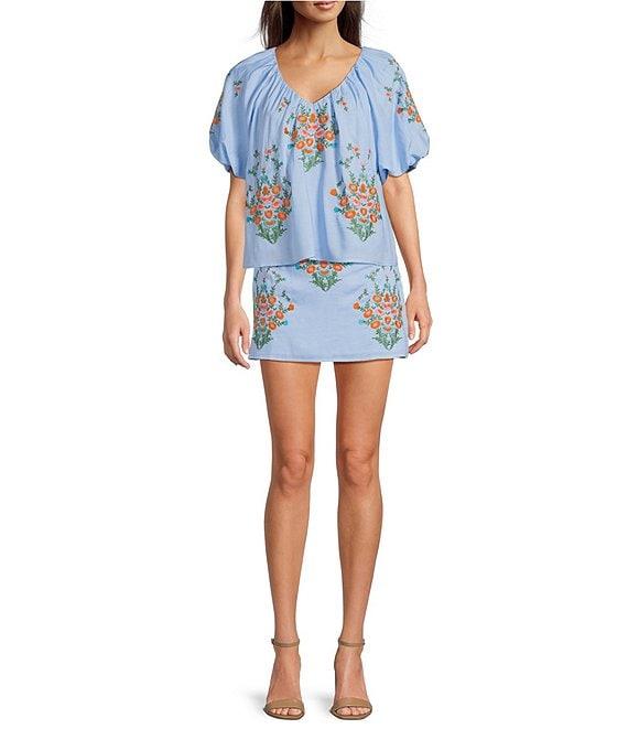 J.Marie Coordinating Astrid Embroidered Pencil Skirt Product Image