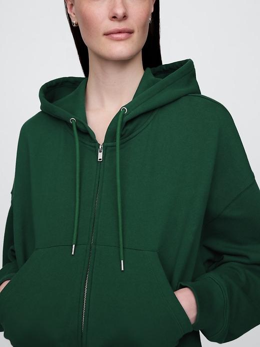 French Terry Oversized Zip Wedge Hoodie Product Image
