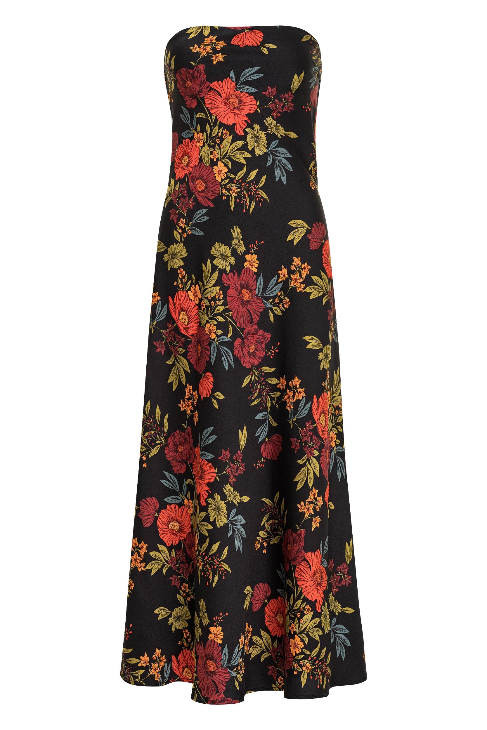 Natalia Black Floral Strapless Maxi Dress Product Image