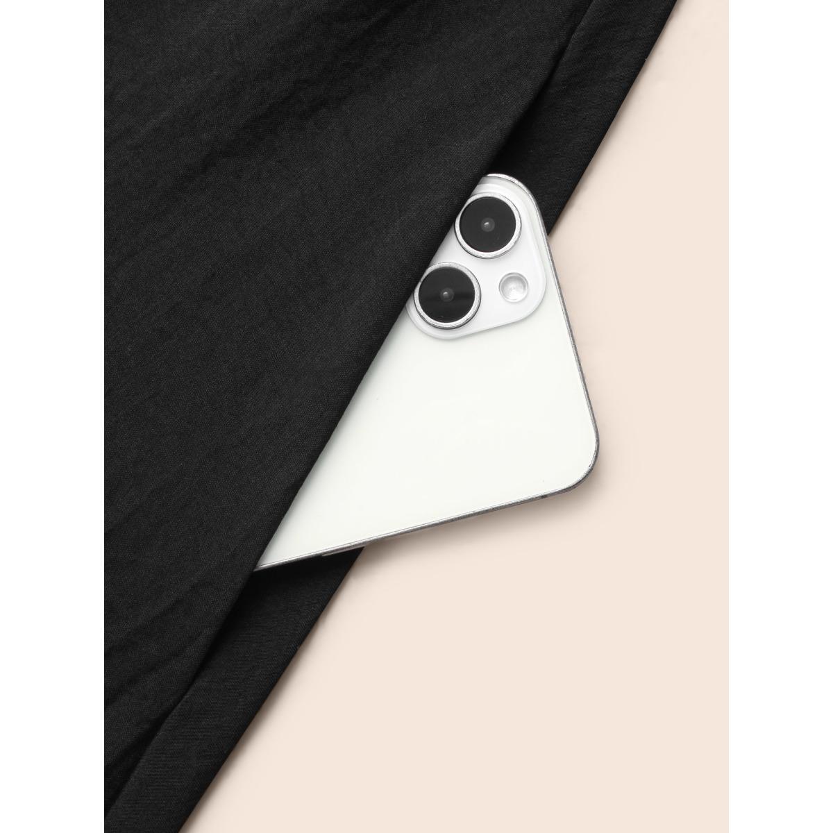 Plus Size Colored Striped Shirred Frill Trim Dress Black Women Elegant Topstitching Square Neck Long Sleeve Curvy BloomChic 14-16/1X Product Image