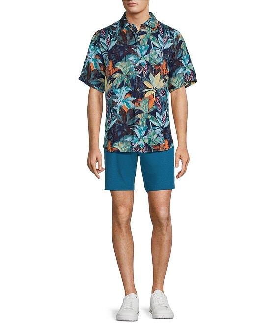 Tommy Bahama Sand/Fuego Palms Linen-Blend Short Sleeve Woven Shirt Product Image