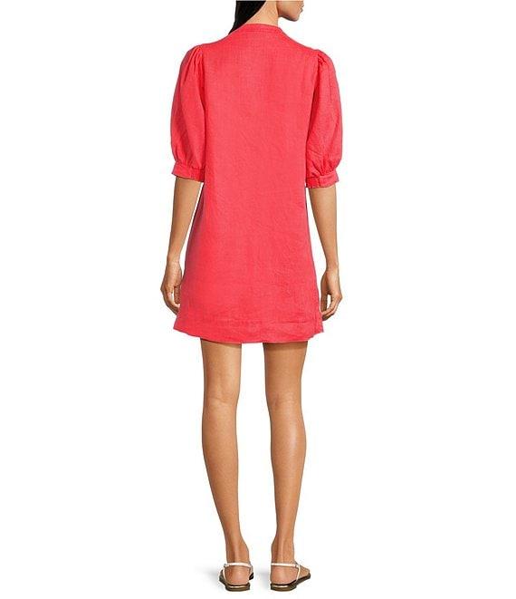 Lilly Pulitzer Mialeigh Linen Half Placket Elbow Puff Sleeve Popover Dress Product Image