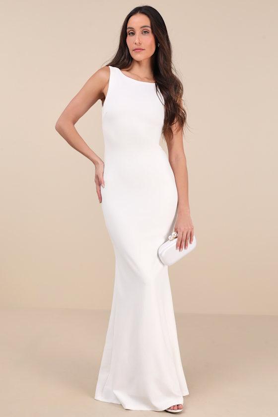 Love In Your Eyes Ivory Knotted Mermaid Maxi Dress Product Image