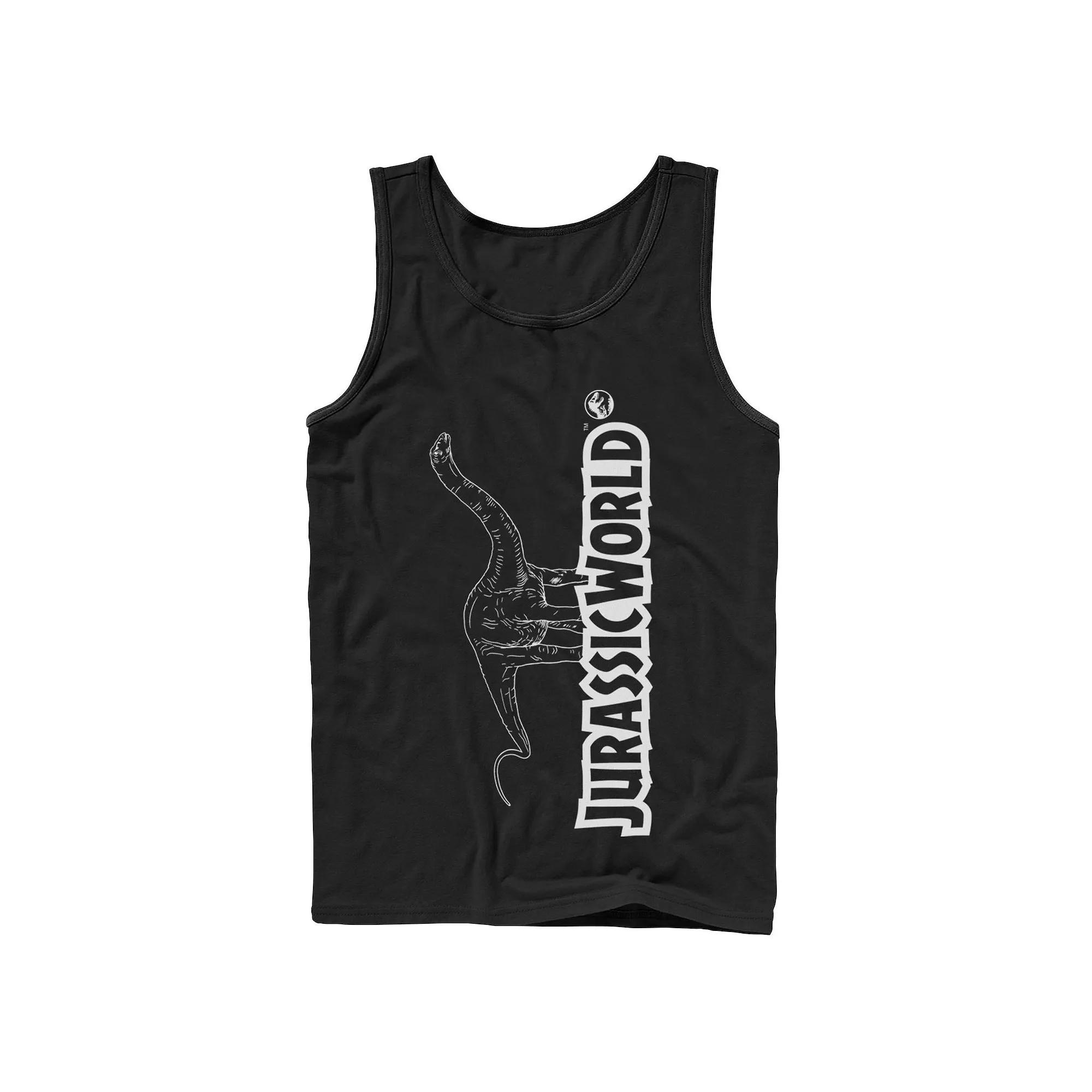 Men's Jurassic World Longneck Dinosaur Title Logo Outline Tank Top,  Product Image