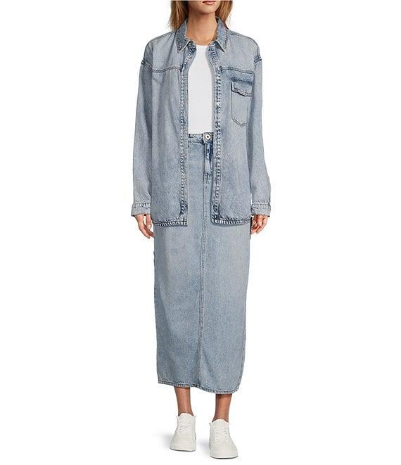 Every Denim High Rise Pencil Maxi Skirt Product Image