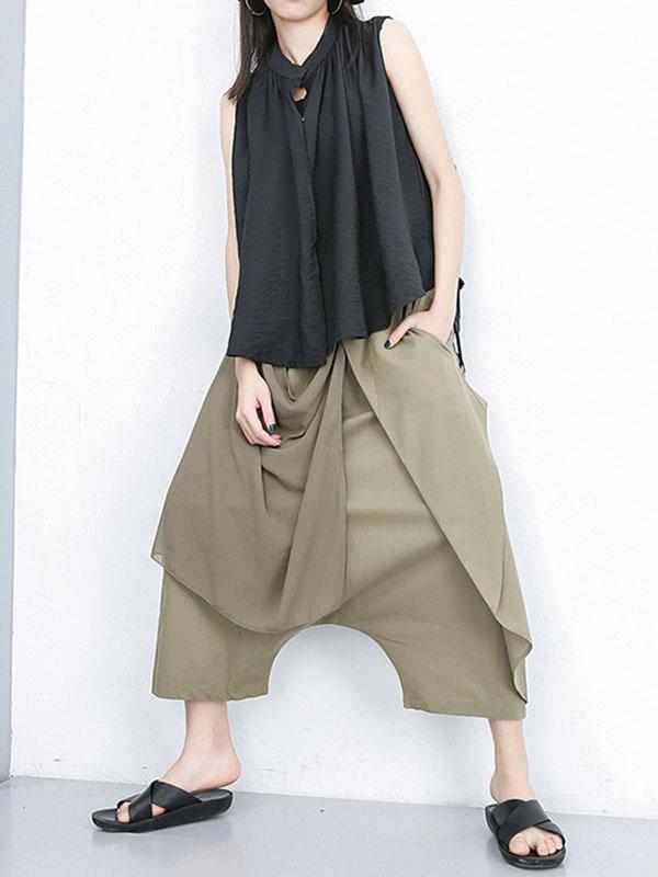 Harem Pants Loose Pleated Solid Color Ninth Pants Product Image