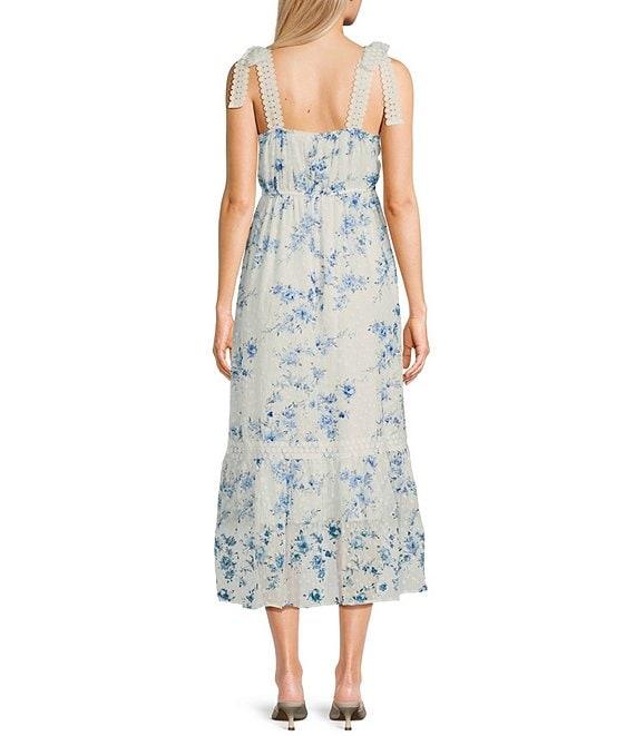 Blu Pepper Floral Print Clip Dot Midi Dress Product Image