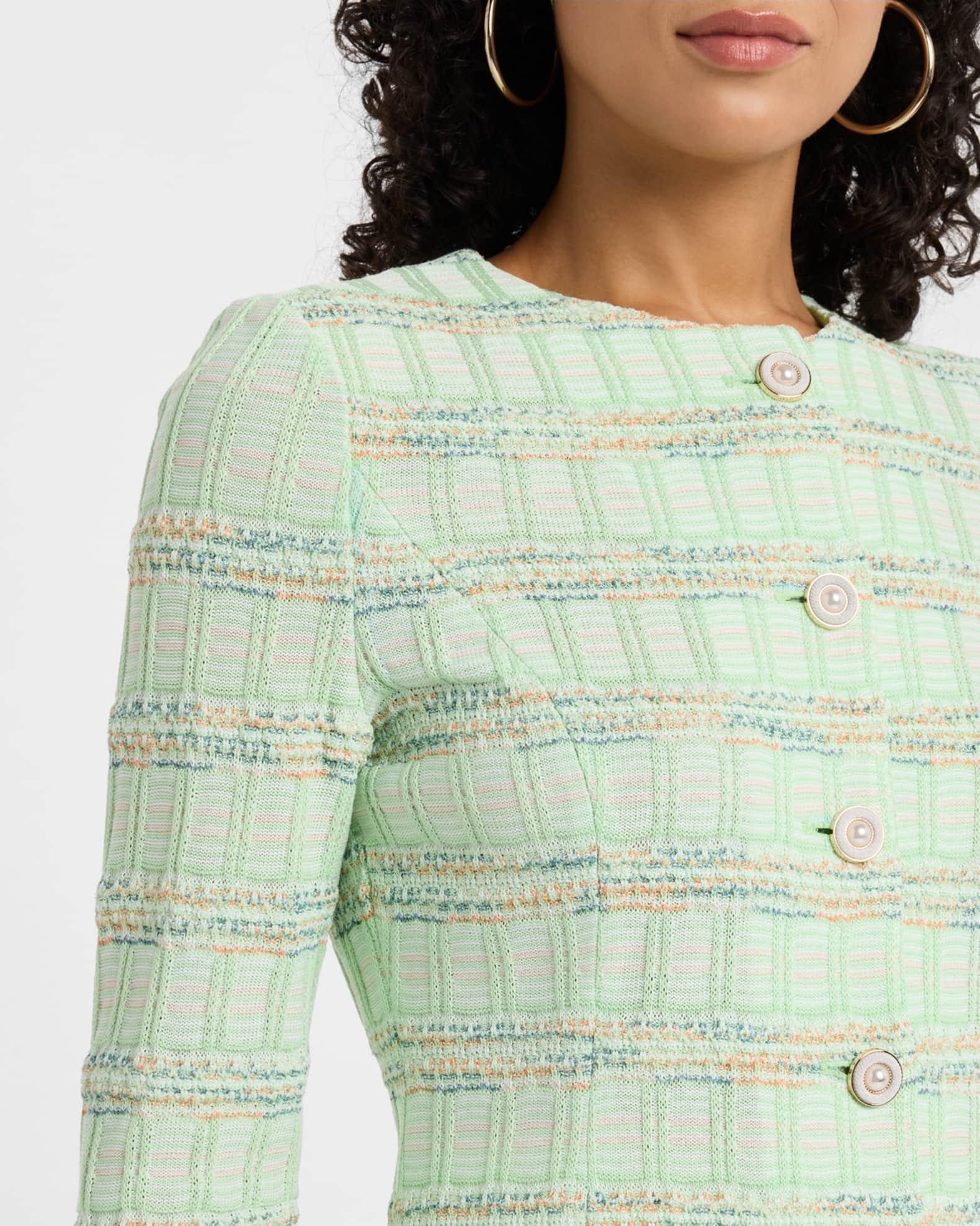 Tailored-Fit Plaid Textured Knit Jacket Product Image