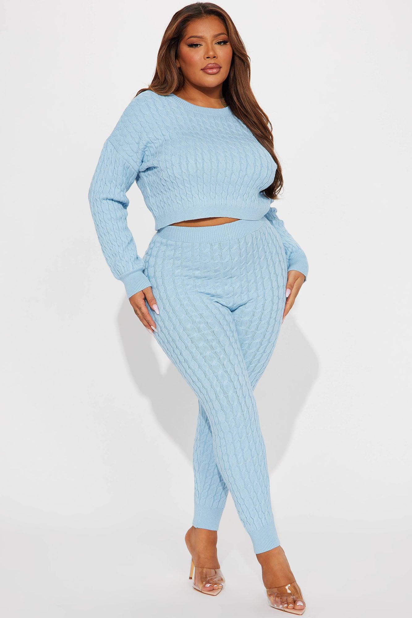 Sweater Sweetie Pant Set - Light Blue Product Image