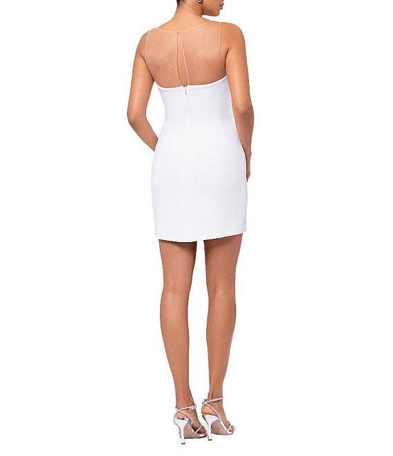 Xscape Scuba Crepe Off-the-Shoulder Sleeveless Rosette Mini Dress Product Image