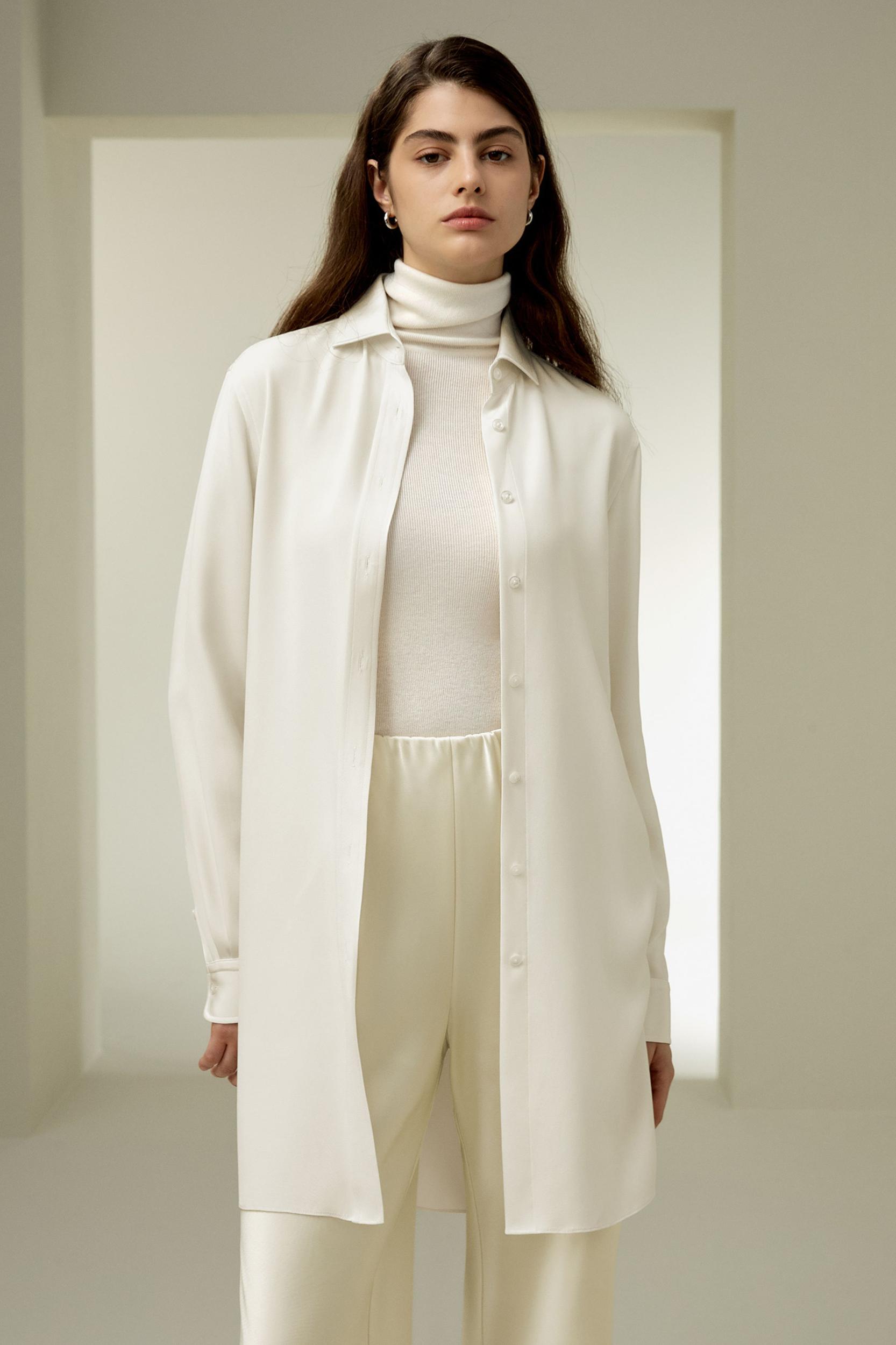 Classic Longline Silk Shirt Product Image