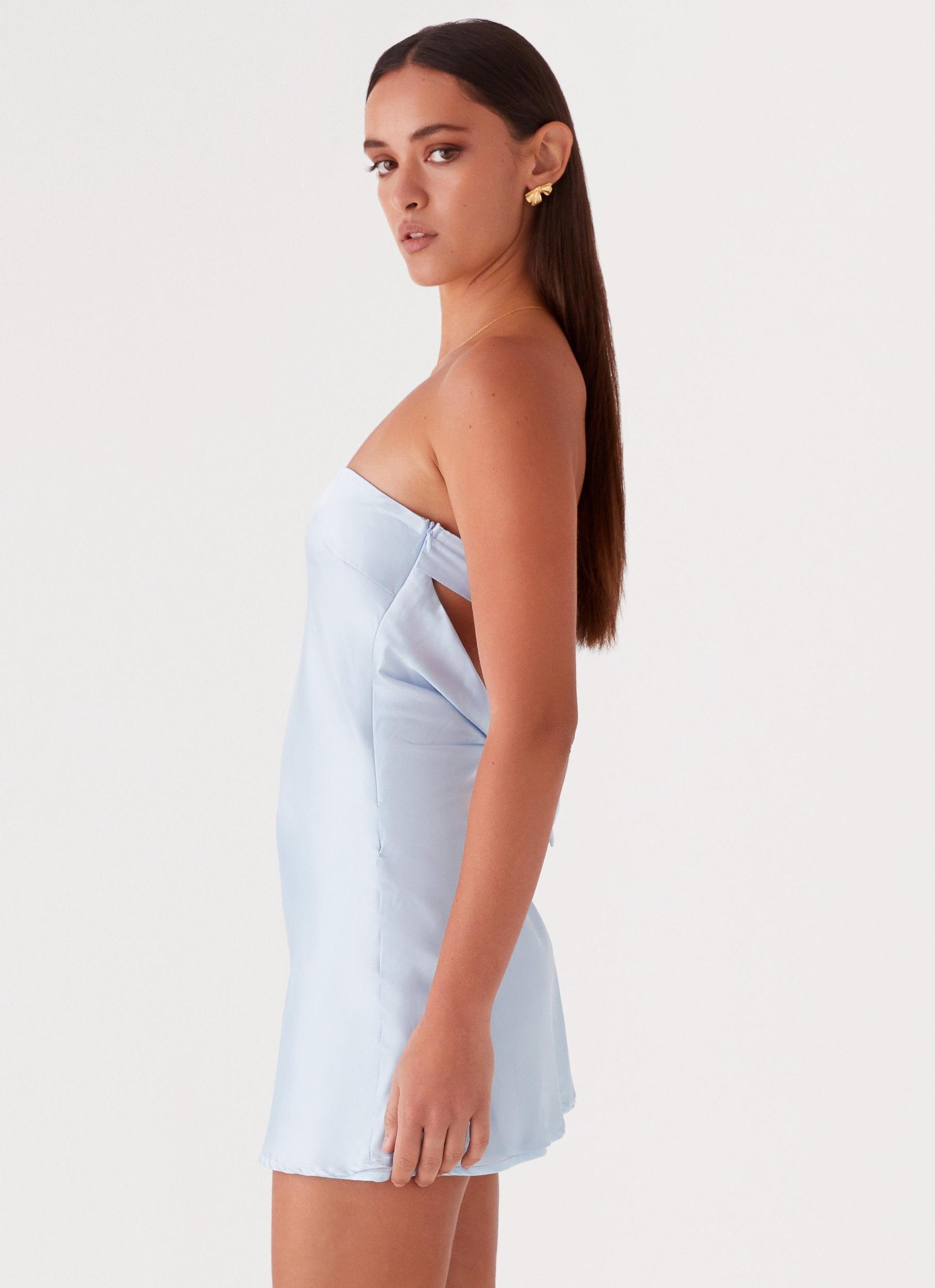 Jamie Satin Mini Dress - Blue Product Image