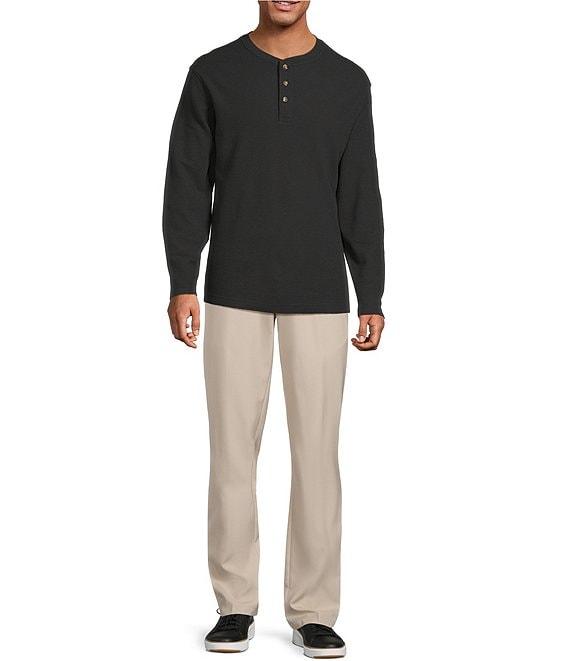 Roundtree & Yorke Long Sleeve Solid Waffle Henley Shirt Product Image