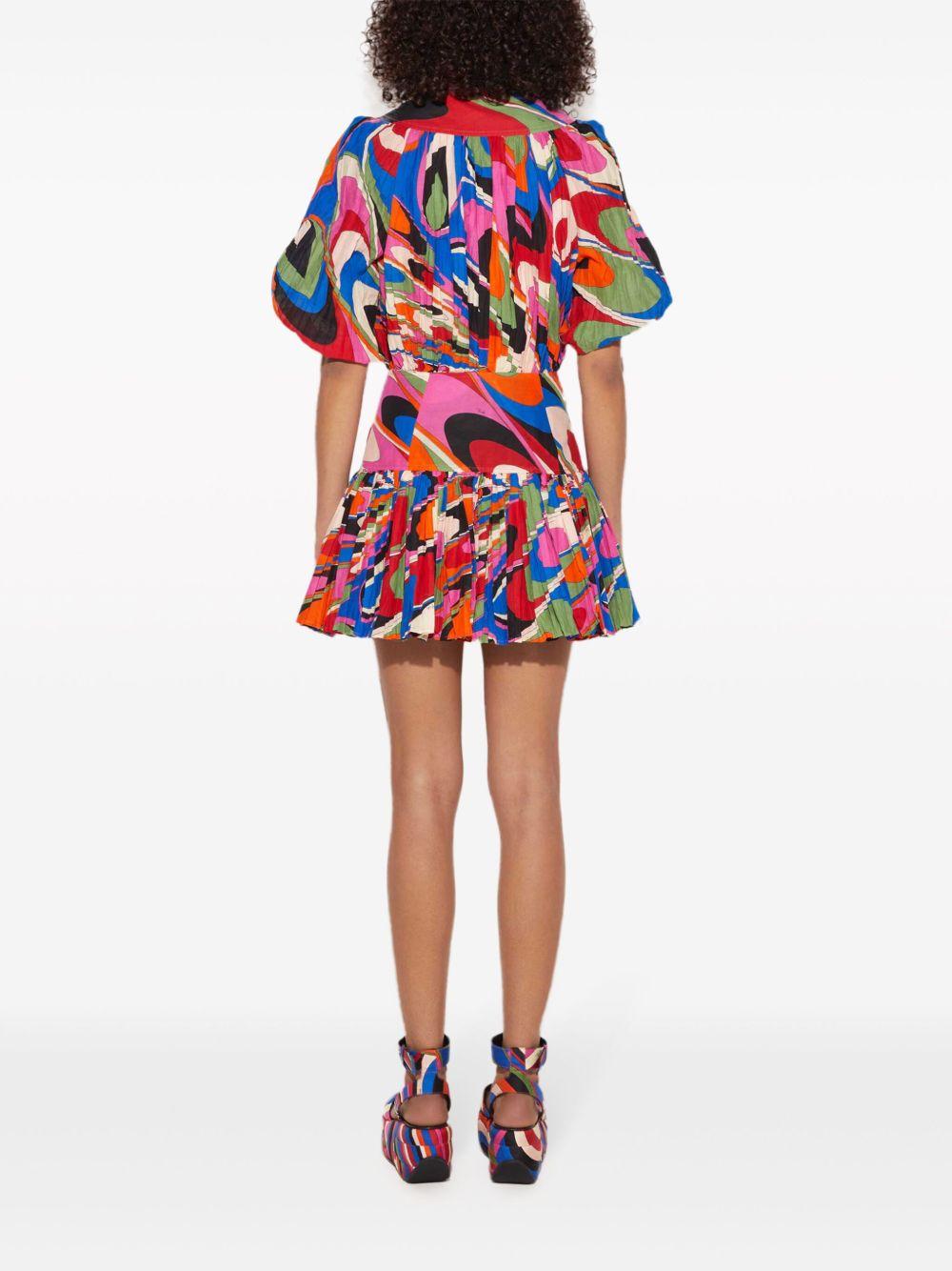 abstract print gathered minidress Product Image