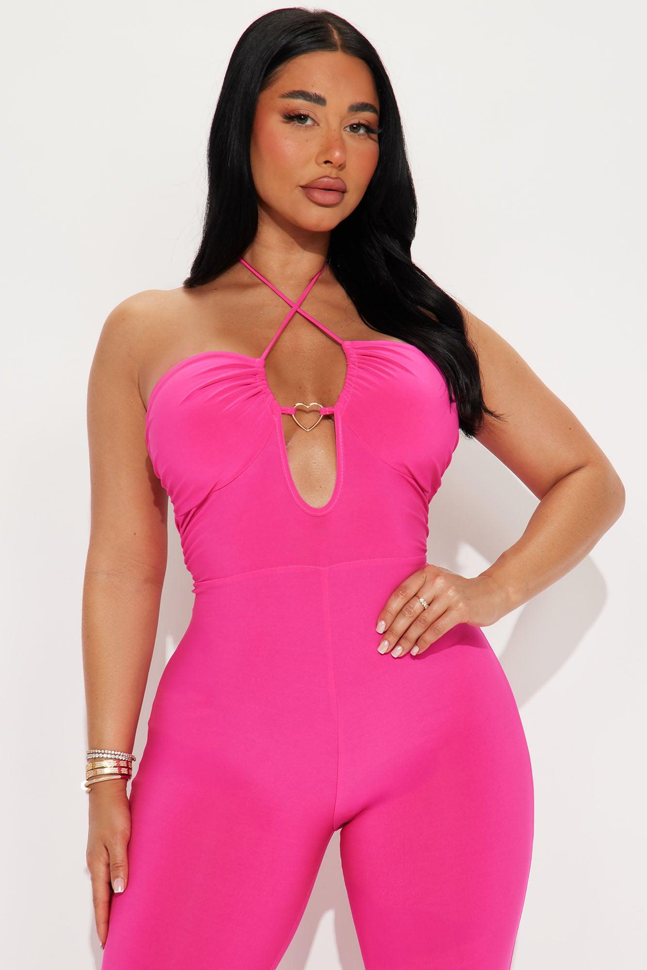 Hannah Halter Jumpsuit - Fuchsia Product Image