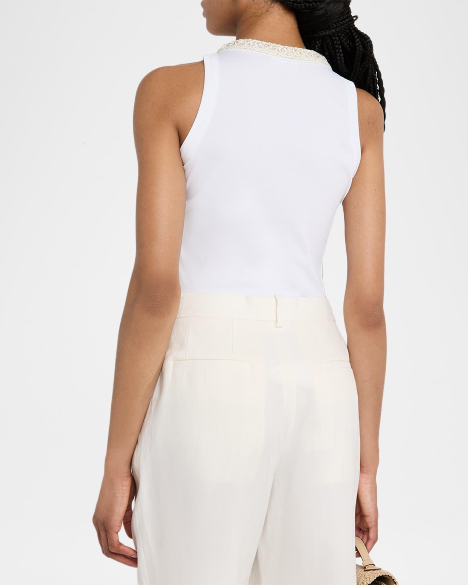 Crewneck Sequin-Trim Rib Knit Jersey Tank Product Image