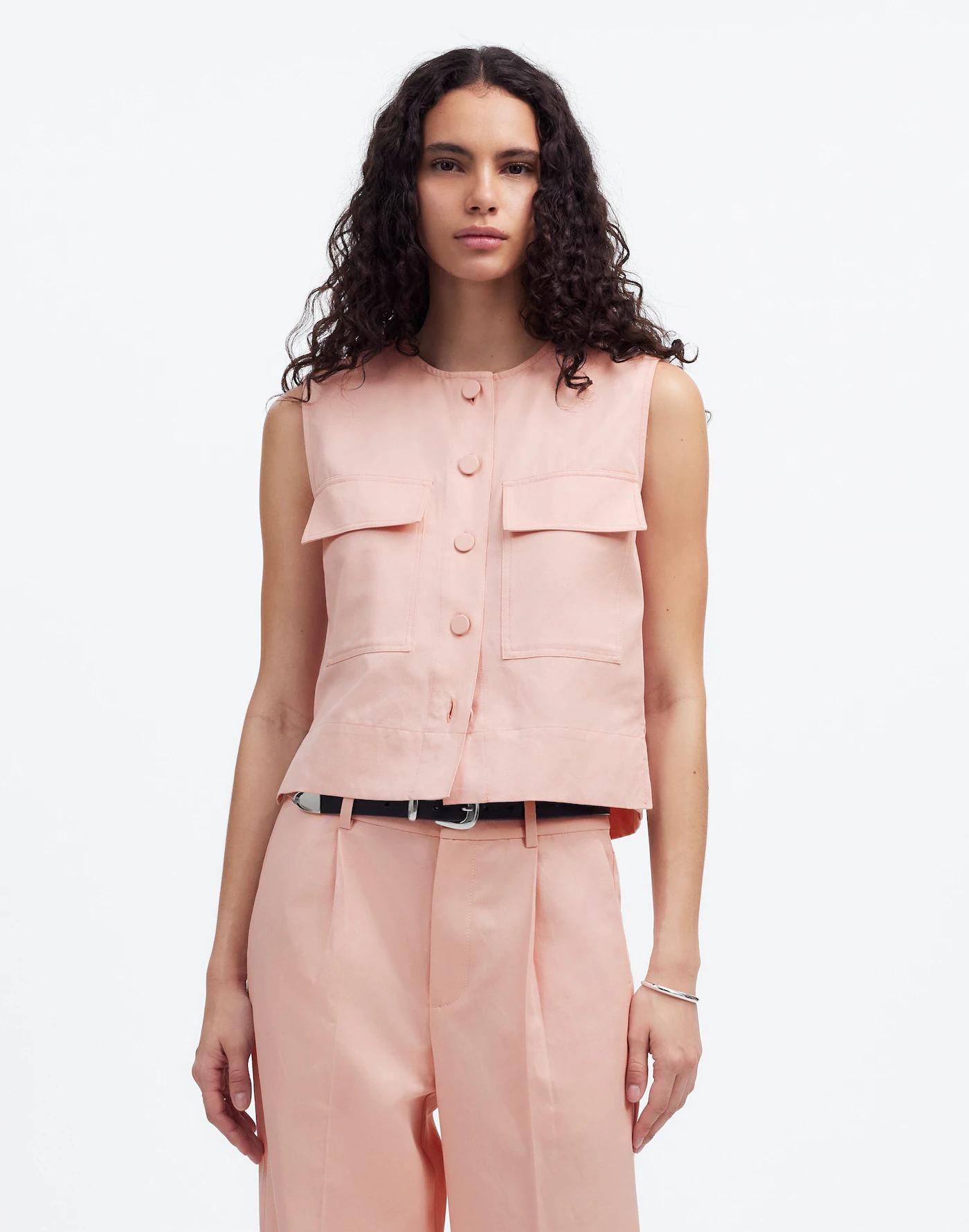 Crop Cargo-Pocket Crewneck Top Product Image