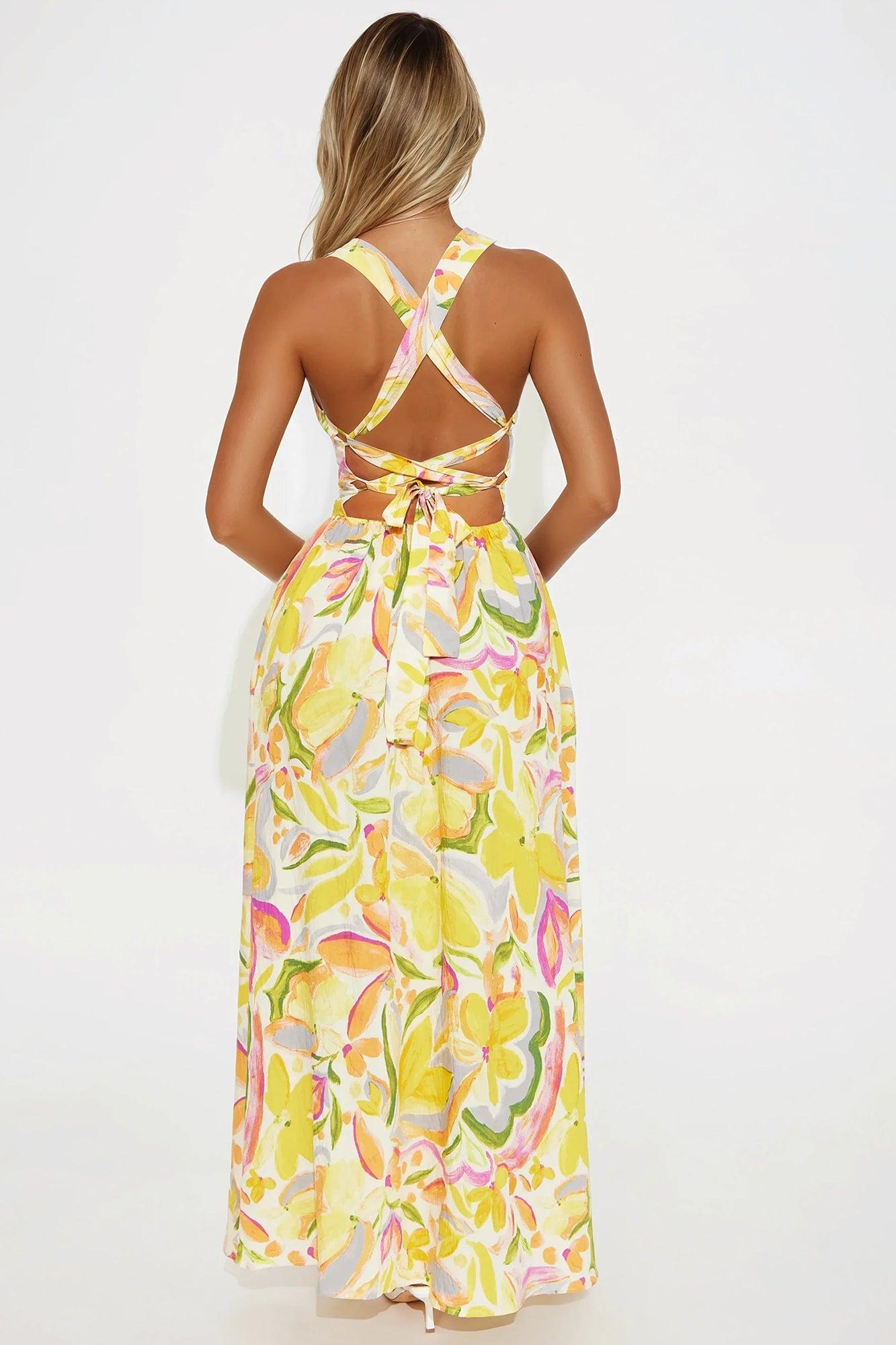 Summer Fun Maxi Dress - Yellow/combo Product Image