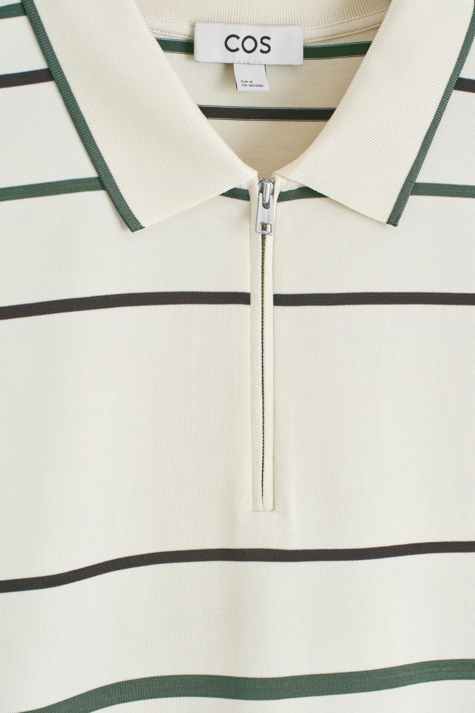 STRIPED HALF-ZIP POLO SHIRT Product Image