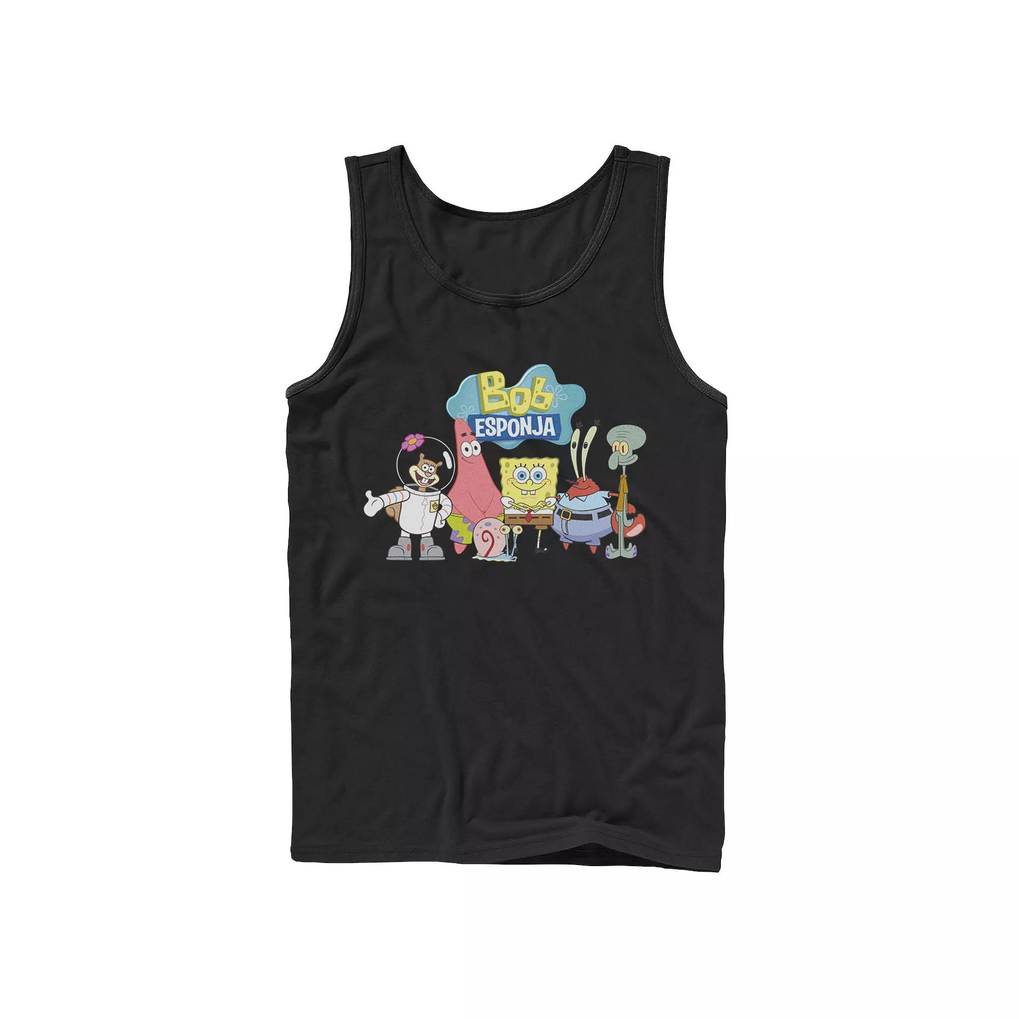 Men's Nickelodeon SpongeBob SquarePants Bob Esponja Happy Group Shot Graphic Tank Top,  Product Image