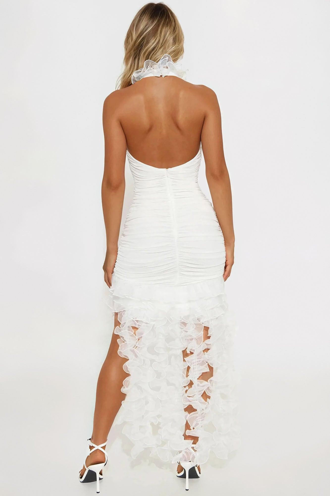 Misty Ruched Mesh Mini Dress - White Product Image