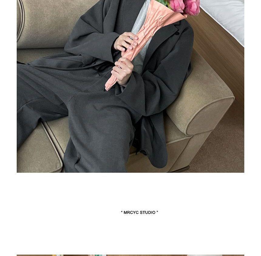 Button-Up Plain Blazer / High Waist Dress Pants Product Image