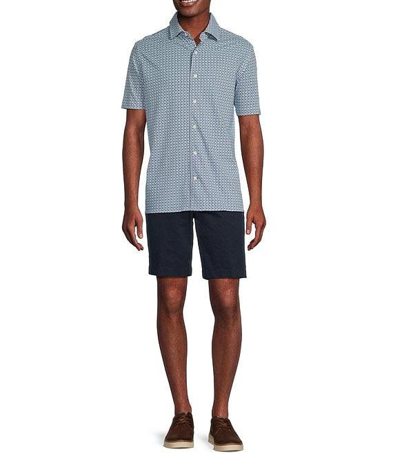 Cremieux Blue Label Geo Print Knit Oxford Short Sleeve Woven Shirt Product Image