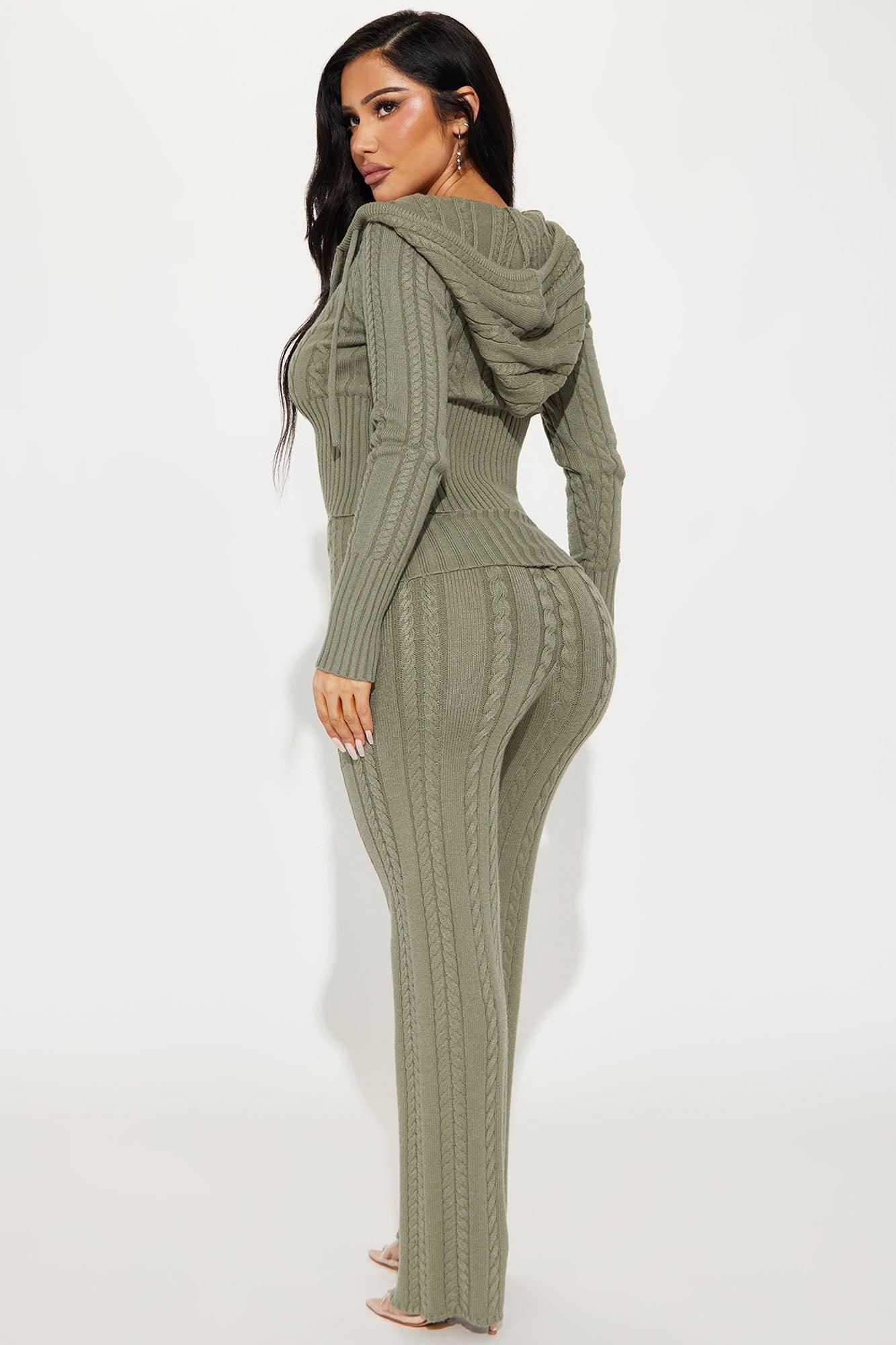 Weekend Flirt Sweater Pant Set - Olive Female Product Image