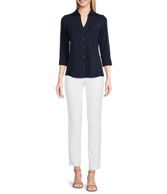 J.McLaughlin Brynn 3/4 Sleeve Point Collar Shirt Product Image