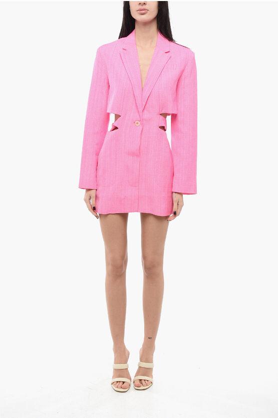 JACQUEMUS Bari Cutout Single-breasted Mini Blazer Dress In Pink Product Image