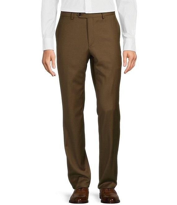 Hickey Freeman Modern Fit Flat-Front Solid Dress Pants Product Image