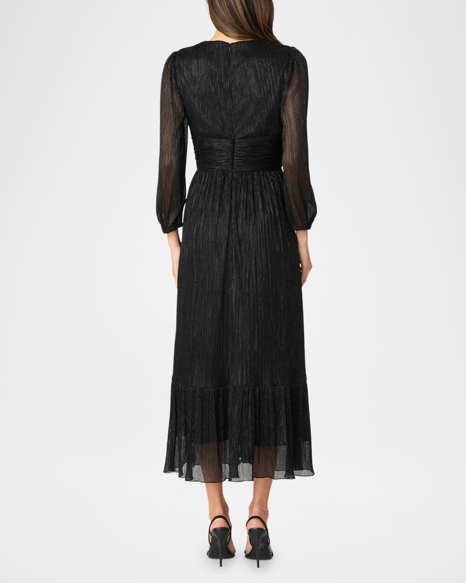 Clara Blouson-Sleeve Metallic Empire Midi Dress Product Image