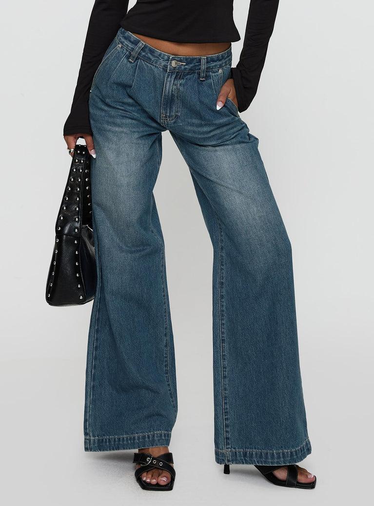Laguardia Wide Leg Jeans Dark Blue Wash Product Image