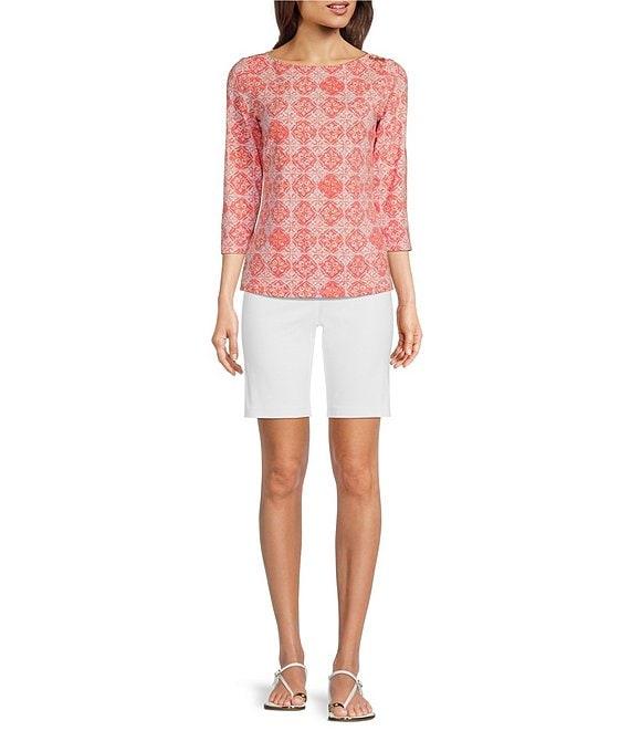 J.McLaughlin Wavesong Knit Boat Neck 3/4 Sleeve Top Product Image