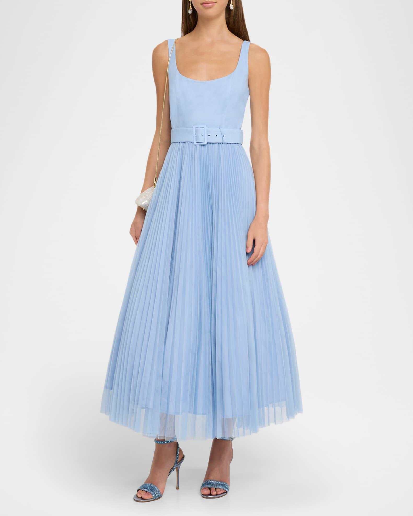 Effy Sleeveless Pleated Tulle Maxi Dress Product Image