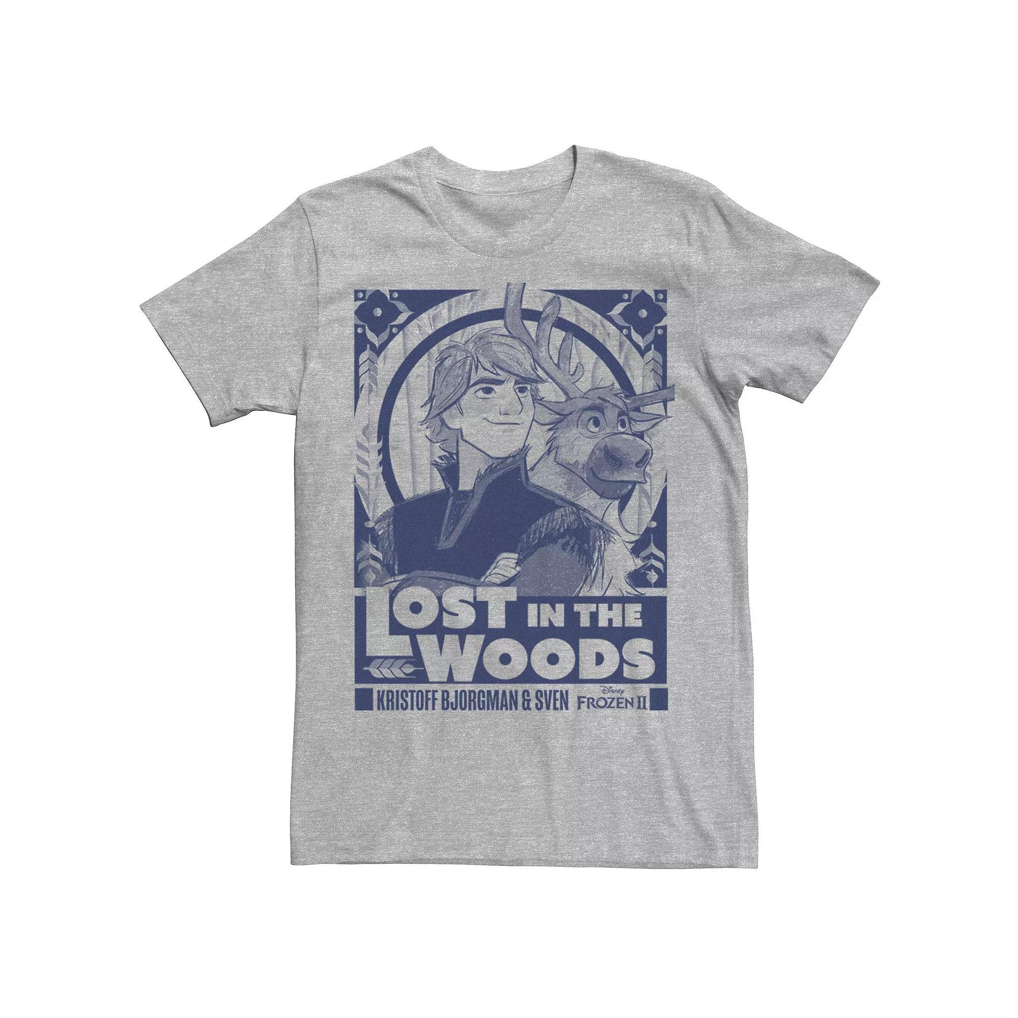 Disney's Frozen 2 Kristoff & Sven Lost In The Woods Poster Men's Tee, Size: Small, Athletic Grey Product Image
