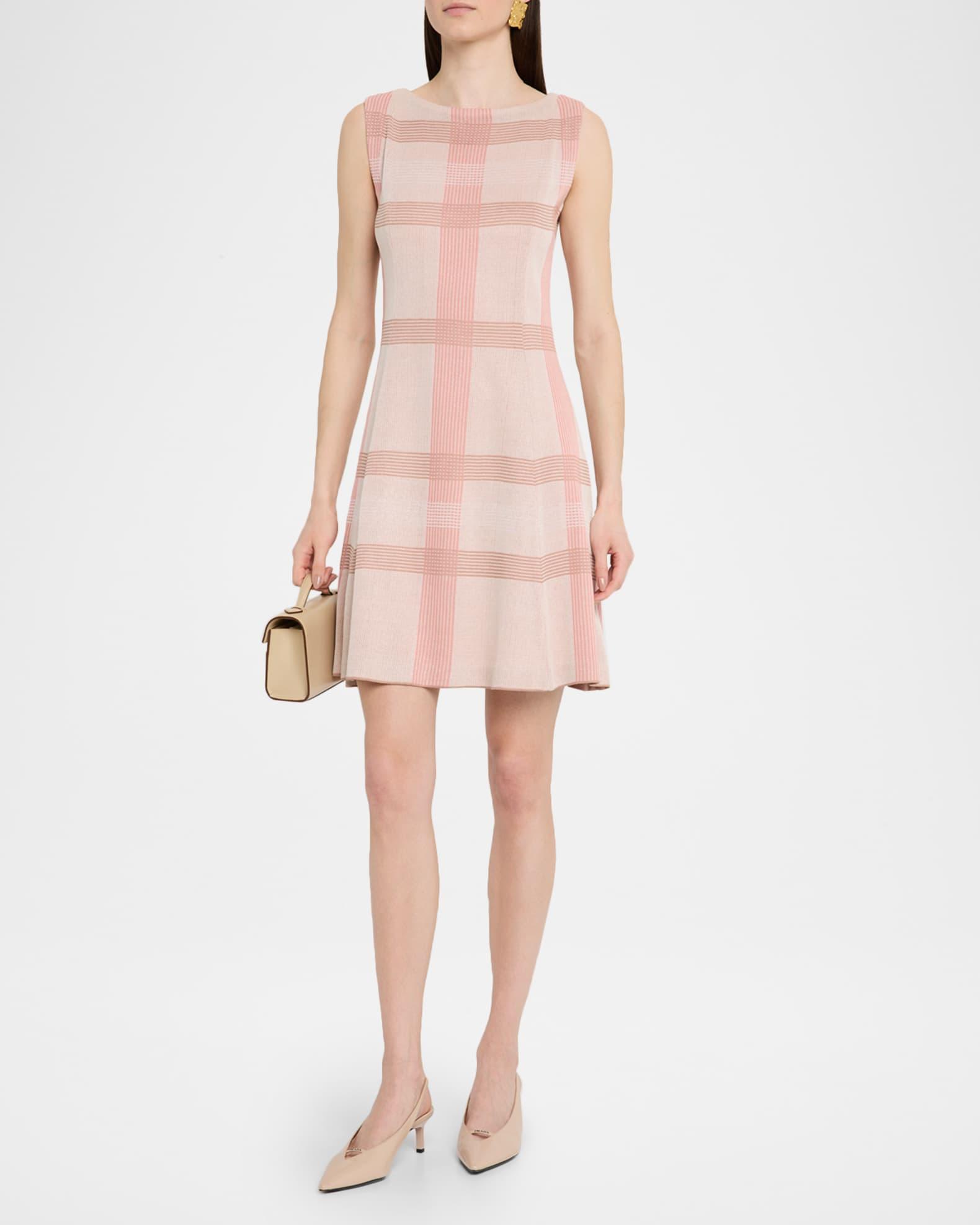 Fit-&-Flare Plaid Knit Dress Product Image