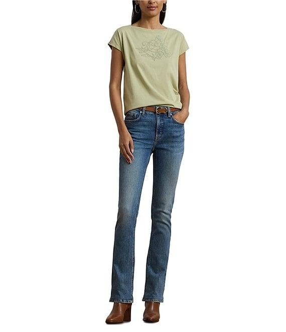 Lauren Ralph Lauren Boat Neck Short Sleeve Embroidered Tee Product Image